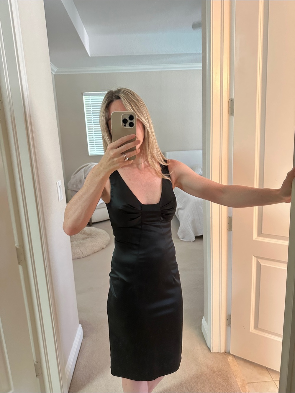 Dolce & Gabbana Black Satin Midi Dress